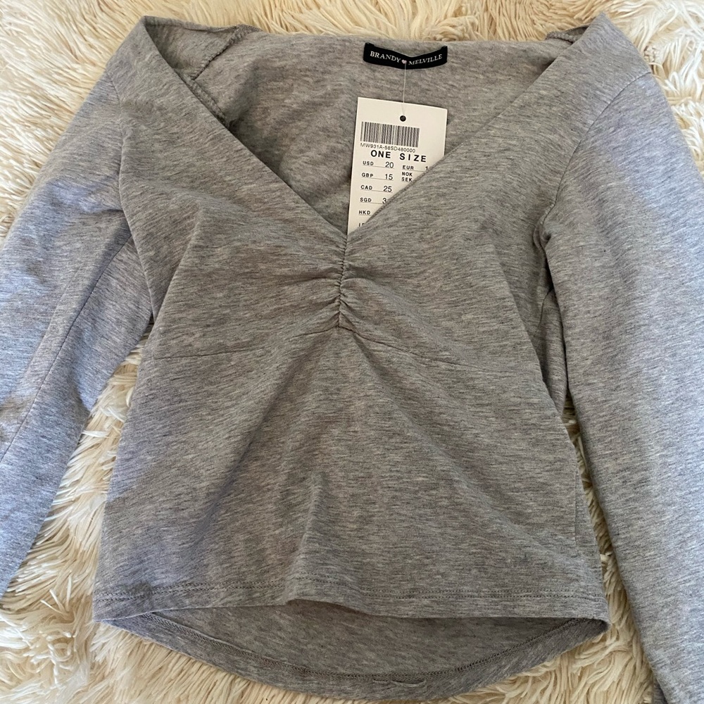 Grey V-Cut Long Sleeve